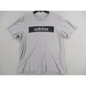 Adidas Mens Gray Graphic Logo T-Shirt Size L Short Sleeve Lightweight Casual